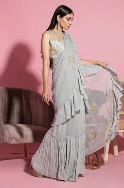 Grey Embroidered Ruffle Saree And Blouse -Lillys Clothing Shop 04 400x603 5d2a22da 97be 4c38 9d25 49bcfd8dd8fa