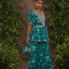 Blue Floral Print Georgette Palazzo Set