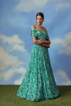 Aqua Green Printed Crop Top Skirt With Embroidered Blouse -Lillys Clothing Shop 075A9405 510x 2x.progressive 2613f1c6 90b2 4208 91e4 93a1b3580d2d