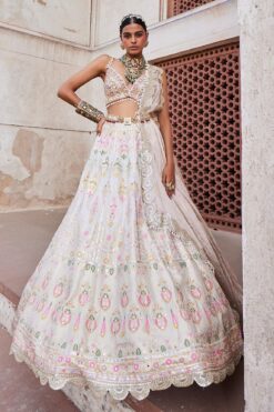 Ivory Woven Banarasi Chanderi Lehenga Set