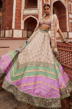 Pink Banarasi Bandhani And Zardozi Embroidered Lehenga Set -Lillys Clothing Shop 1 0434010001682681766