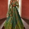 Green Banarasi Chanderi Quatrefoil Pattern Lehenga Set -Lillys Clothing Shop 1 0577715001682681789