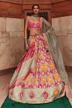 Pink Banarasi Chanderi Meenakari Work Lehenga Set -Lillys Clothing Shop 1 0588040001682681772