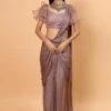 Purple Lycra Pre-Draped Saree With Embroidered Blouse -Lillys Clothing Shop 1 11