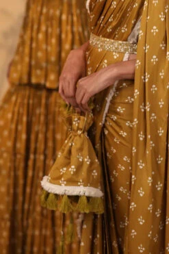 Mustard Printed Potli