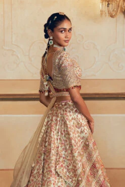 Ivory Jacquard Banarasi Lehenga Set -Lillys Clothing Shop 111