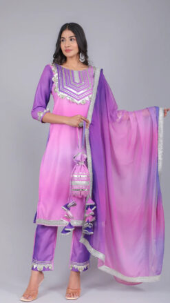 Purple Orchid Muslin Suit