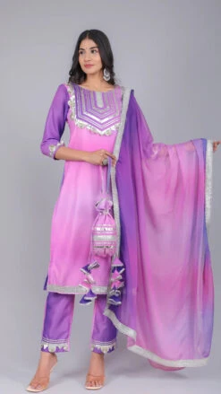 Purple Orchid Muslin Suit