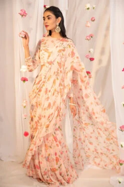 Pink Printed Ruffle Saree -Lillys Clothing Shop 125 1000x1500 f6de8b3d 5d97 404b 8d00 a855c8f3c8da