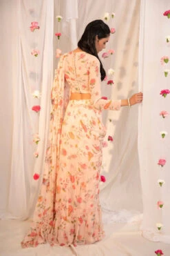 Pink Printed Ruffle Saree -Lillys Clothing Shop 126 1000x1500 b63fe650 19c0 4a73 a045 e991eee4da1c