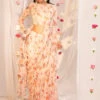 Pink Printed Ruffle Saree