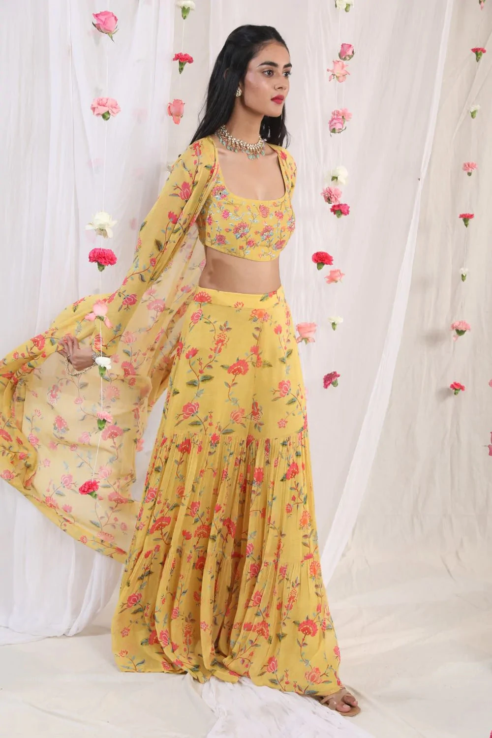 Musturd Blouse And Sharara Set 5 Musturd Blouse And Sharara Set - Image 5