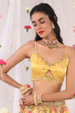 Mustard Floral Embroidered Blouse