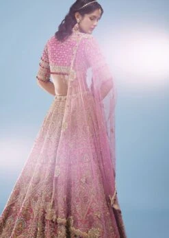 Rose Pink Bridal Lehenga In Raw Silk With Heavy Embroidery 11 Rose Pink Bridal Lehenga In Raw Silk With Heavy Embroidery -Lillys Clothing Shop 1489