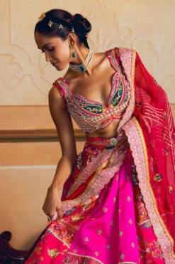 Kritika Khurana Hot Pink Jacquard Silk Banarasi Lehenga Set 11 Kritika Khurana Hot Pink Jacquard Silk Banarasi Lehenga Set -Lillys Clothing Shop 154