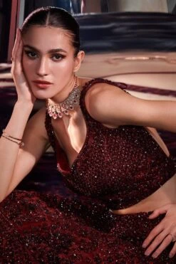 Tonal Maroon Lehenga Set -Lillys Clothing Shop 1591 11353 1638107547