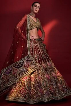 Wine Mirror Lehenga Set