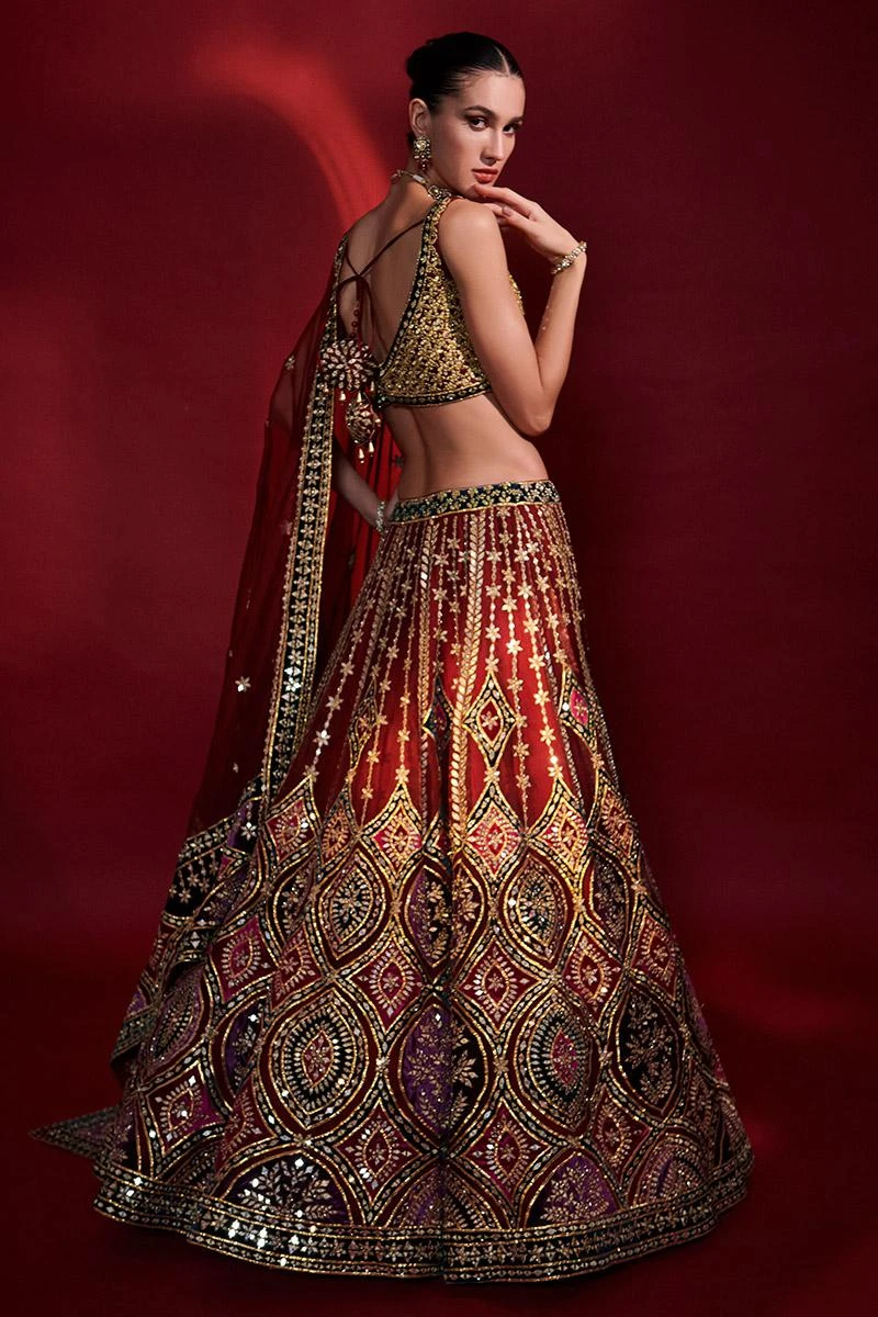 Wine Mirror Lehenga Set 4 Wine Mirror Lehenga Set - Image 4