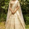 White Raw Silk Floral Embroidered Lehenga Set