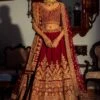 Maroon Raw Silk Floral Embroidered Lehenga Set With Dupatta -Lillys Clothing Shop 1605 11475 1644822442