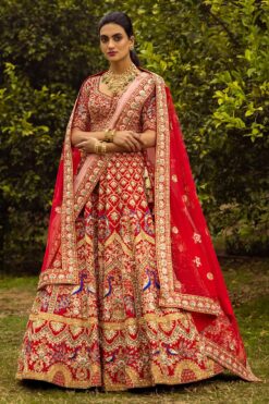 Coral Double Dupatta Lehenga Set
