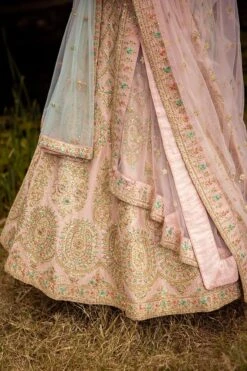Peach Raw Silk Floral Embroidered Lehenga Set -Lillys Clothing Shop 1612 11540 1644824287