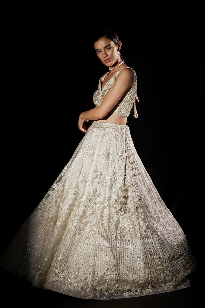Tonal Off White Net Lehenga Set 2 Tonal Off White Net Lehenga Set - Image 2