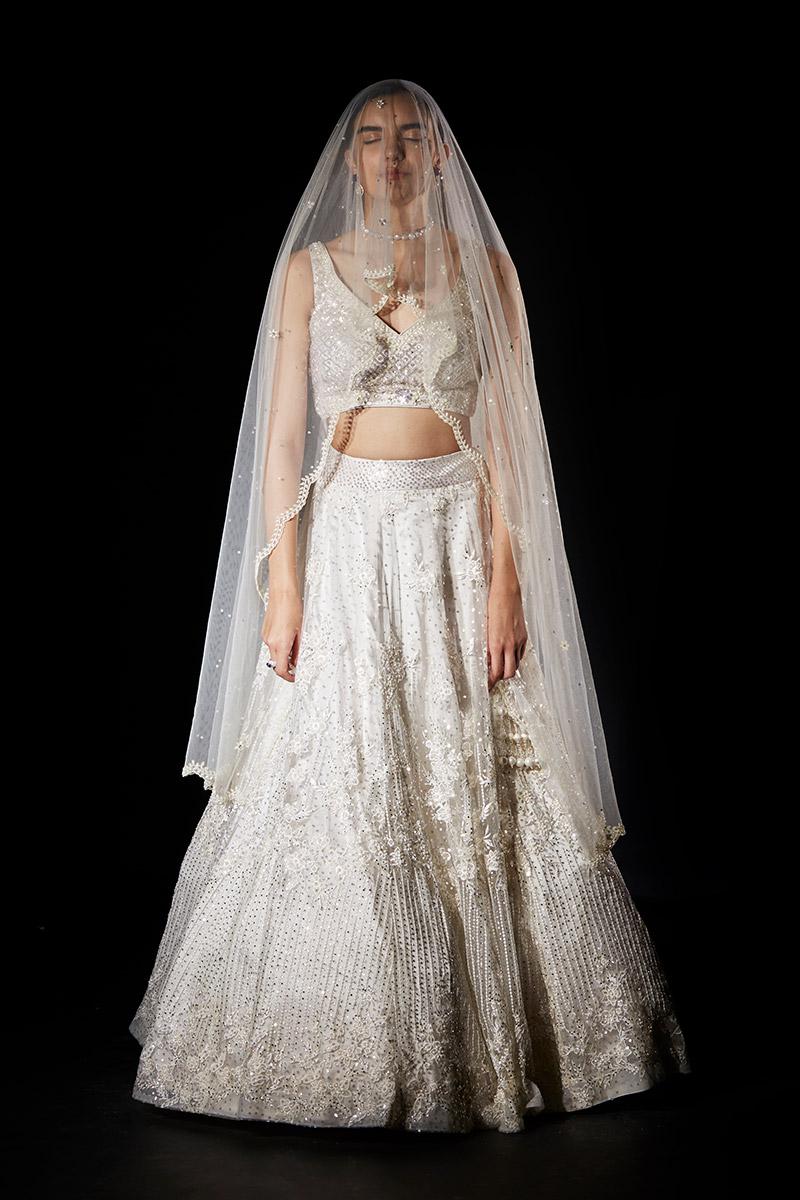 Tonal Off White Net Lehenga Set 6 Tonal Off White Net Lehenga Set - Image 6