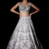 Floral Grey Organza Lehenga Set