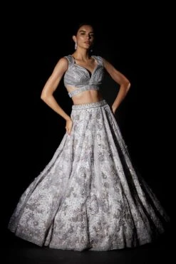 Floral Grey Organza Lehenga Set -Lillys Clothing Shop 1621 11612 1654339328
