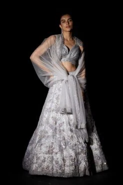 Floral Grey Organza Lehenga Set -Lillys Clothing Shop 1621 11612 1654339371