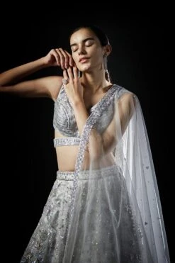 Floral Grey Organza Lehenga Set -Lillys Clothing Shop 1621 11612 1654339391