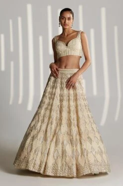 White Organza Embroidered Lehenga Set