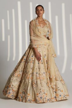 Gold Organza Lehenga Set