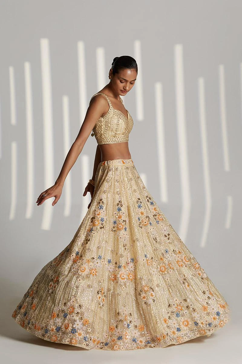 Gold Organza Lehenga Set 3 Gold Organza Lehenga Set - Image 3