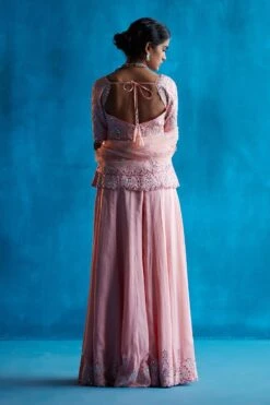 Pink Silk Peplum Top Sharara Set -Lillys Clothing Shop 1641 11782 1662834395