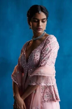 Pink Silk Peplum Top Sharara Set -Lillys Clothing Shop 1641 11782 1662834408