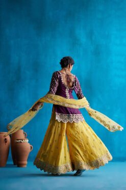 Yellow Sharara Set With Wine Kurta Set -Lillys Clothing Shop 1649 11860 1662836773