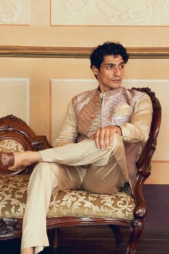 Pastel Purple Checkered Jacquard Banarasi Men's Jacket Set -Lillys Clothing Shop 168 a0429a01 cd89 4aef 8297 09f0d938d7e7