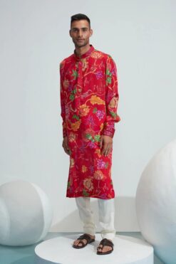 Amir Red Printed Kurta