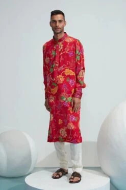 Amir Red Printed Kurta