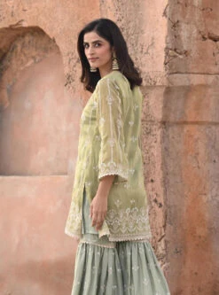 Mulmul Luxe Tissue Heer Sage Green Kurta With Mulmul Organza Satin Heer Sage Green Garara -Lillys Clothing Shop 16 700x 6ad7ba0e 60da 4b61 9642 5e846876ea5d