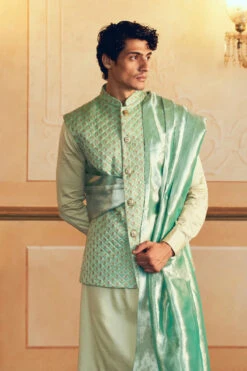 Mint Green Jacquard Banarasi Men's Lacket -Lillys Clothing Shop 179 f87befa8 8b9e 4f03 b100 6bfcea5dc11a