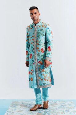 Asim Blue Embroidered Kurta