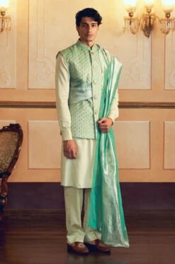 Mint Green Jacquard Banarasi Men's Jacket Set -Lillys Clothing Shop 180 3e76545e 5c57 4814 9c3c 496bcbe4b9f0