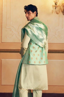 Mint Green Jacquard Banarasi Men's Jacket Set -Lillys Clothing Shop 181 bca51f26 c676 474f a28e 44dbd323b613