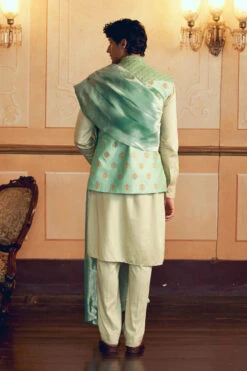 Mint Green Jacquard Banarasi Men's Lacket -Lillys Clothing Shop 182 137d269b 51ee 447e ab22 d3d6ca1ee0fa