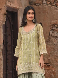 Mulmul Luxe Tissue Heer Sage Green Kurta With Mulmul Organza Satin Heer Sage Green Garara -Lillys Clothing Shop 19 700x 18e5f9ac 90b6 4172 9f9b 0b78b3baafd1
