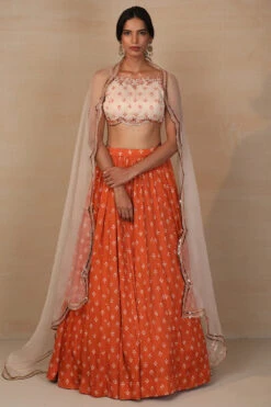 Rust And Cream Skirt Set