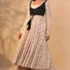 Off White And Black Jacket Anarkali Sharara Set